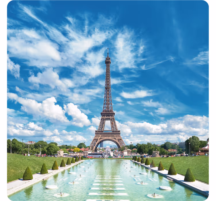 Sous verre moderne paysage de la tour eiffel - TenStickers