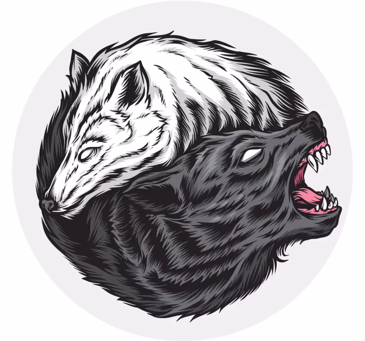 Illustration de loup yin yang dessous de verre halloween - TenStickers