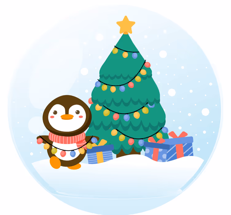 dessous de verre noel Pingouins et arbre de noël - TenStickers