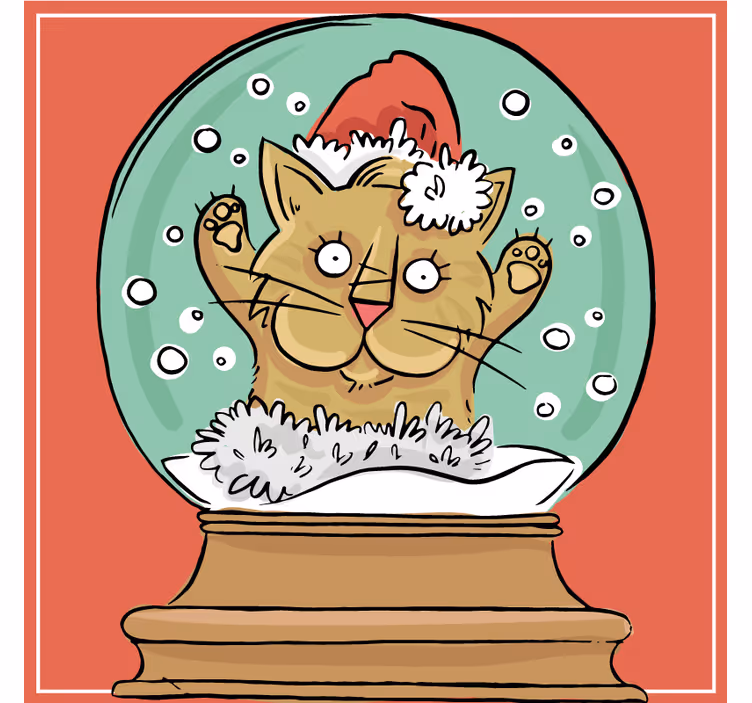 Sous verre noël boule à neige chat festif - TenStickers