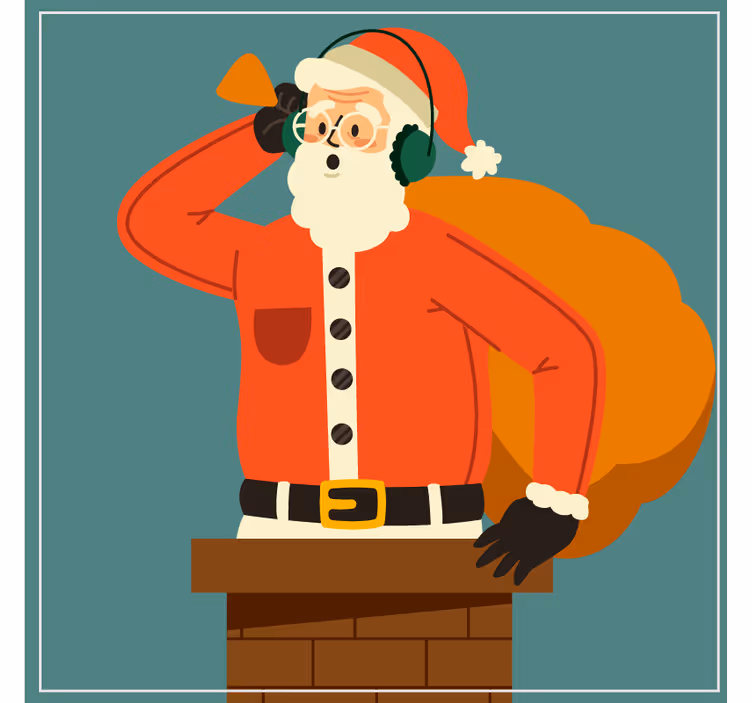 Sous verre noël cheminée de noël avec le père noël - TenStickers