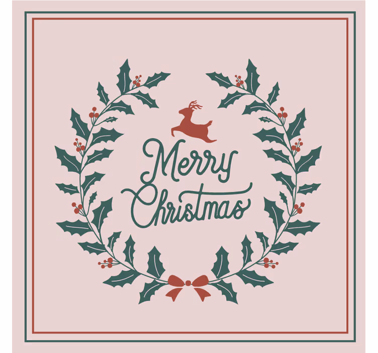Sous verre noël couronne de houx avec renne - TenStickers