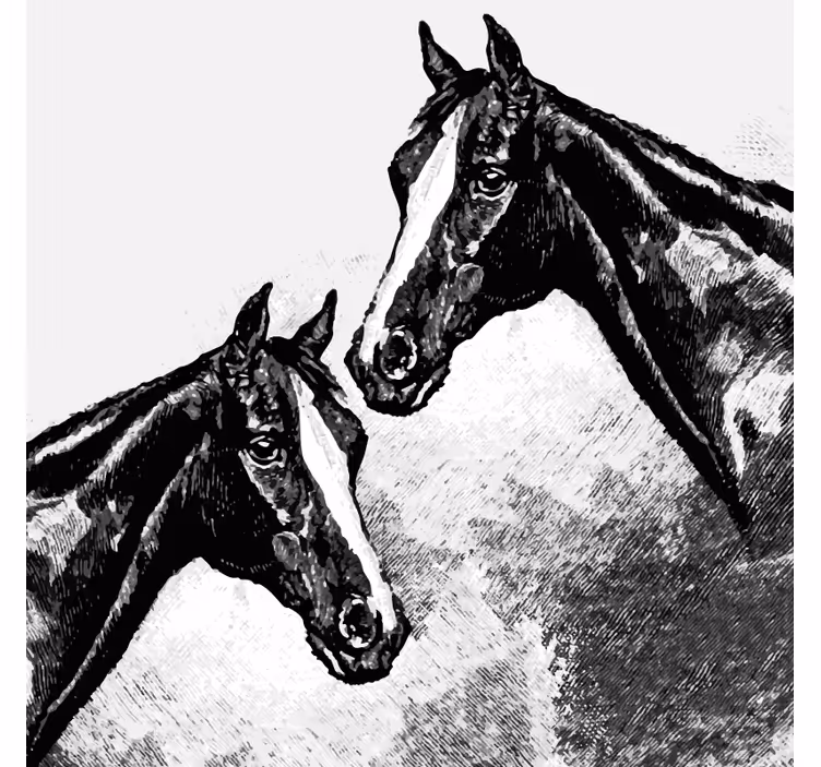 Sous verre vintage têtes de chevaux doubles - TenStickers