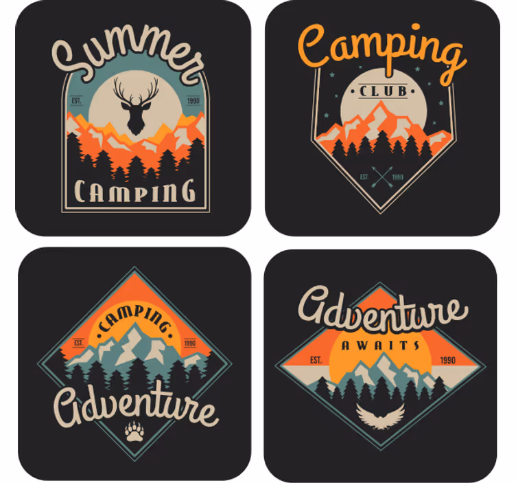 Sous verre vintage graphiques d'aventure en camping - TenStickers