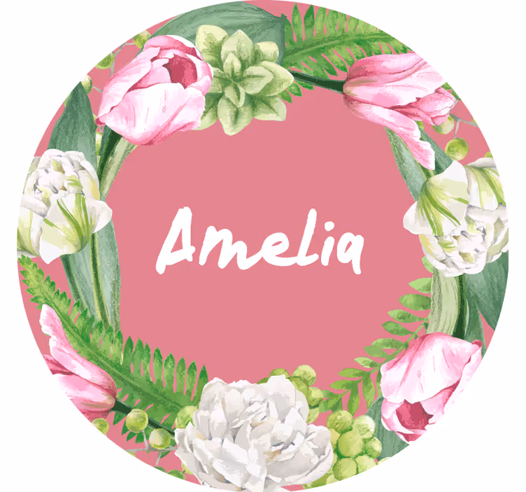 Dessous de verre avec prénom couronne de tulipe - TenStickers
