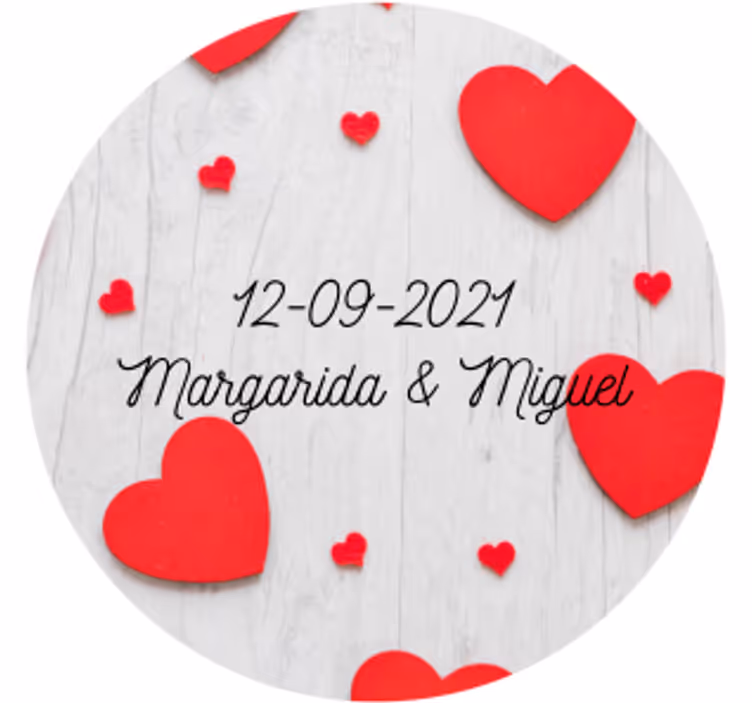 Sous verre mariage cœurs et personnalisation de date - TenStickers