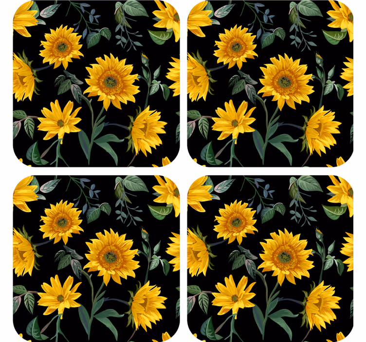 Sous verre moderne motif floral tournesol - TenStickers