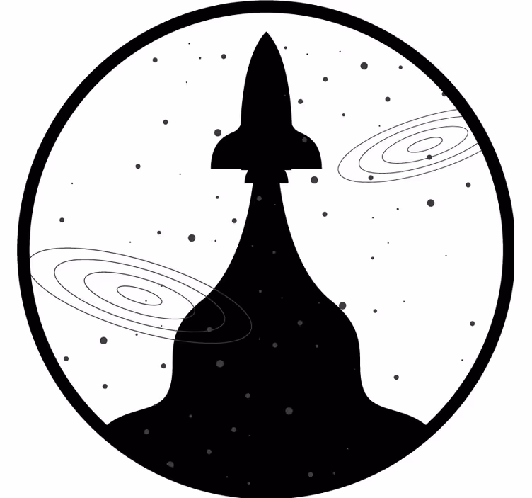 Sous verre geek silhouette de fusée avec étoiles - TenStickers