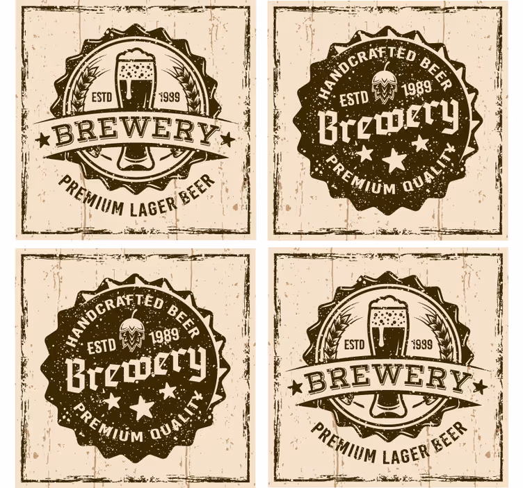 Sous verre bière design insigne brasserie vintage - TenStickers