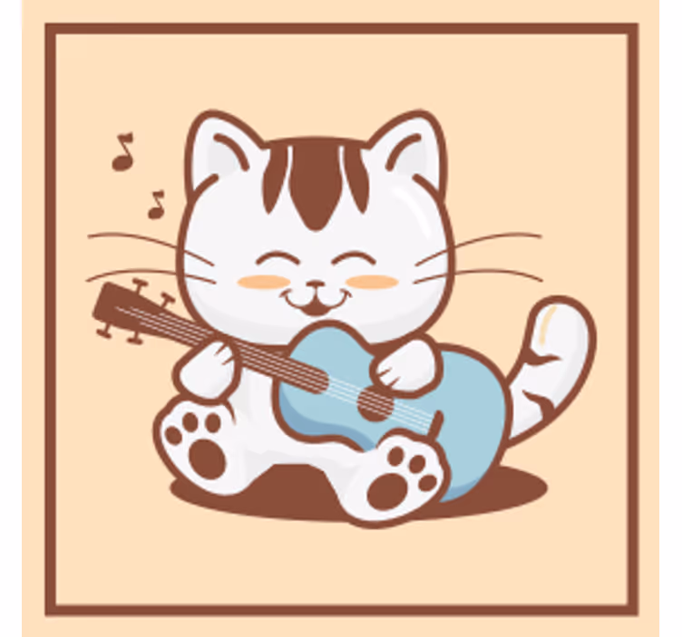 Sous verre geek chat joueur avec guitare - TenStickers