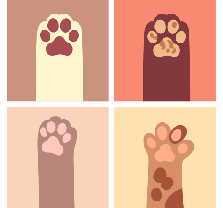Dessous de verre moderne Dessin animé de pattes de chat - TenStickers