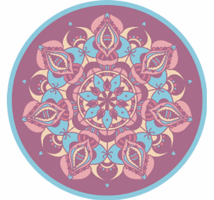 Dessous de verre vintage Mandala bleu violet rose - TenStickers