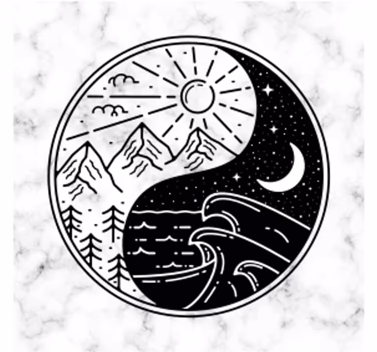 Sous verre geek contraste montagne et vague - TenStickers