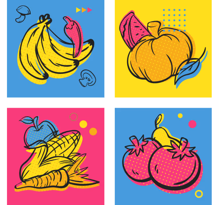 Sous verre moderne illustrations de fruits colorés - TenStickers