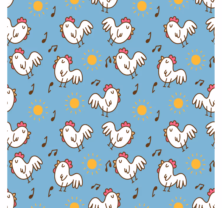 Sous verre moderne poules joyeuses et soleil - TenStickers