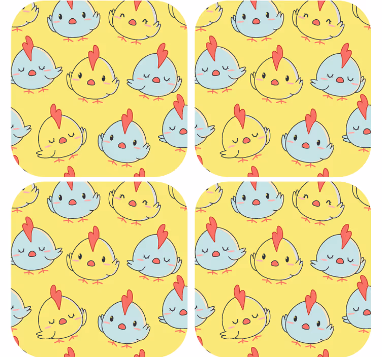 Sous verre geek visages de poules mignons - TenStickers