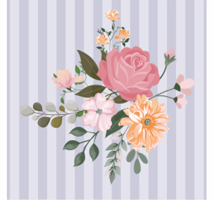 Sous verre bière rayures florales - TenStickers