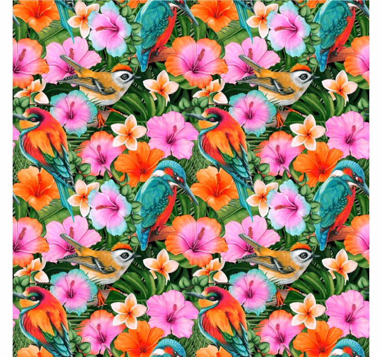 Sous verre moderne oiseaux tropicaux floraux - TenStickers