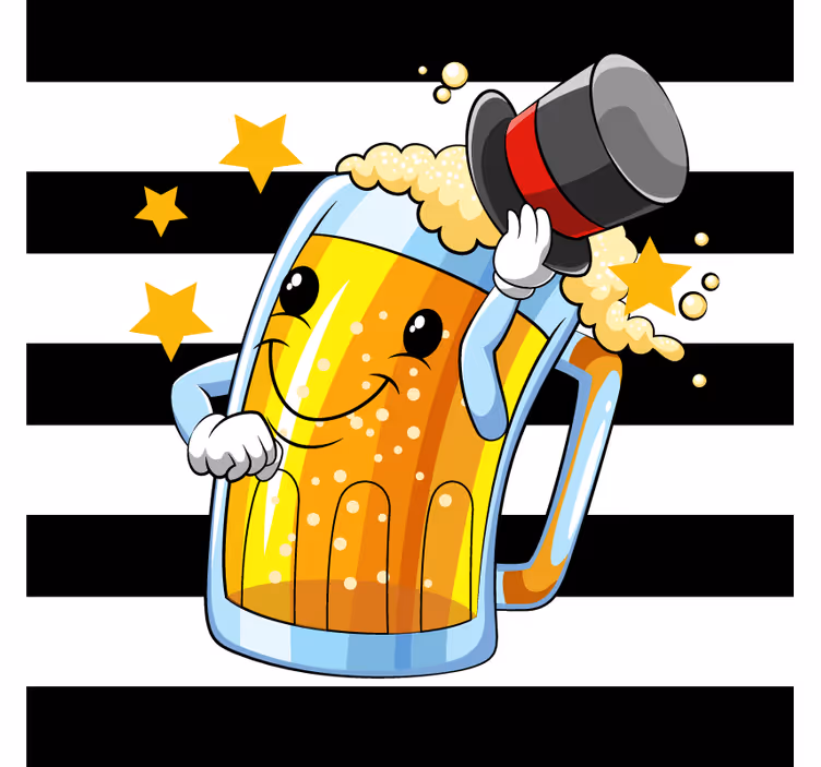 Sous verre bière mascotte joyeuse de chope - TenStickers