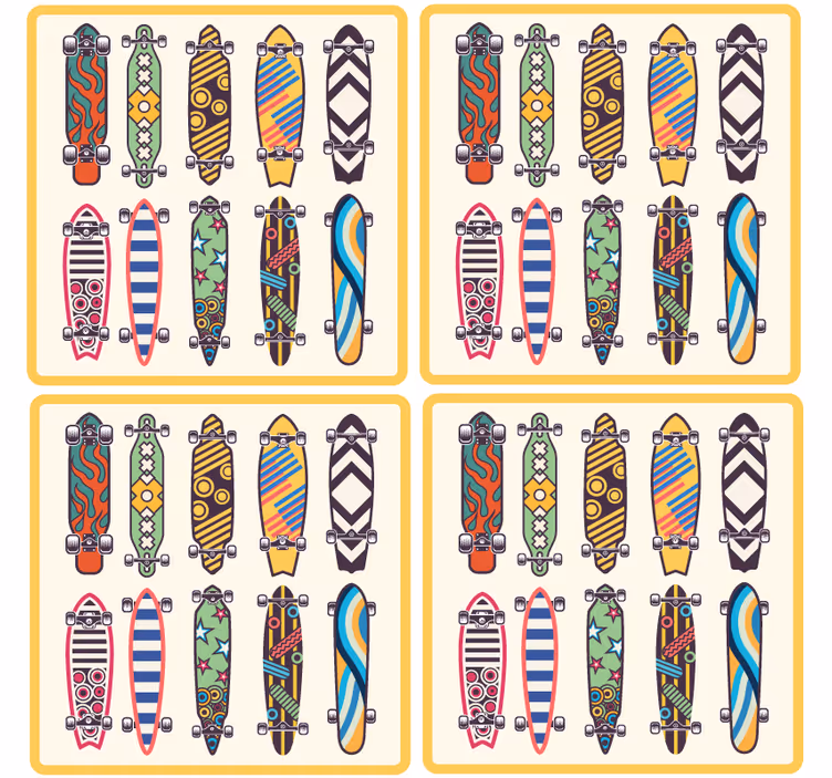 Sous verre geek motifs de skate colorés - TenStickers