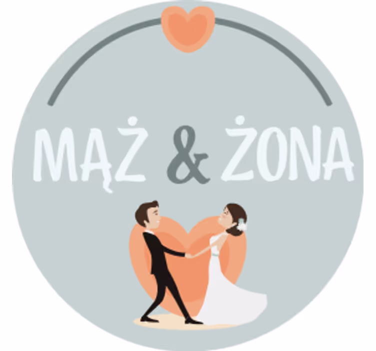 Sous verre mariage couple de mariés cœur - TenStickers