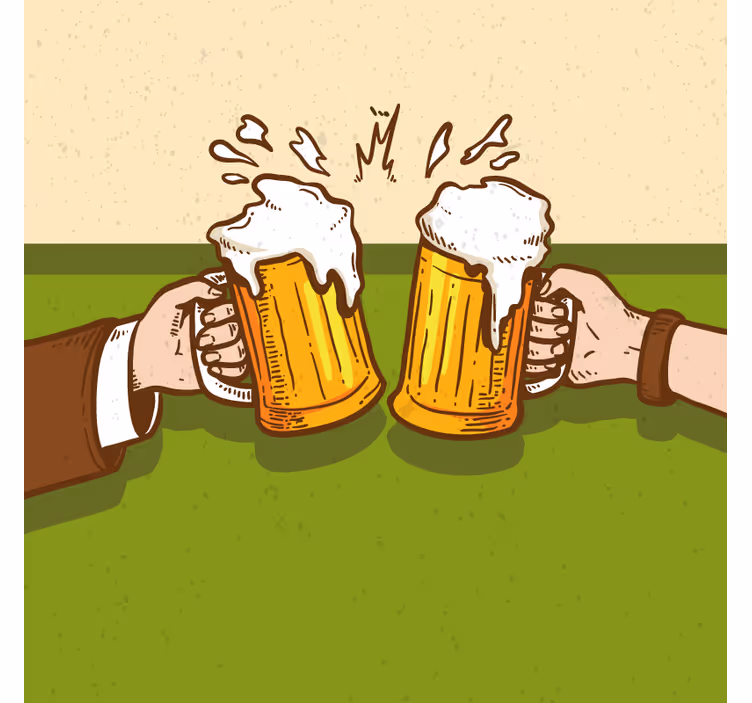 Sous verre bière mugs de bière qui s'entrechoquent - TenStickers
