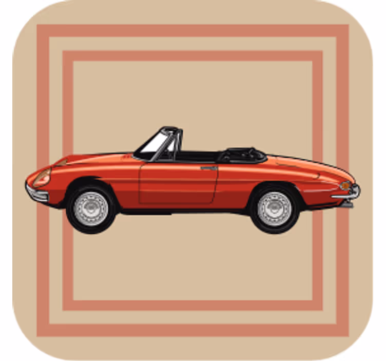 Sous verre vintage illustration de voiture décapotable - TenStickers