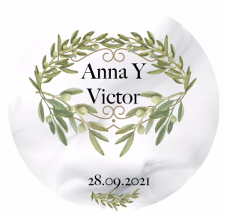 Sous verre mariage Écusson de couronne d'olivier - TenStickers