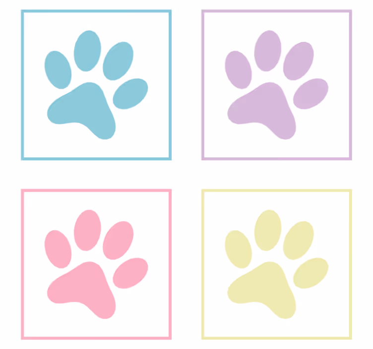 Sous verre moderne empreintes de pattes colorées - TenStickers