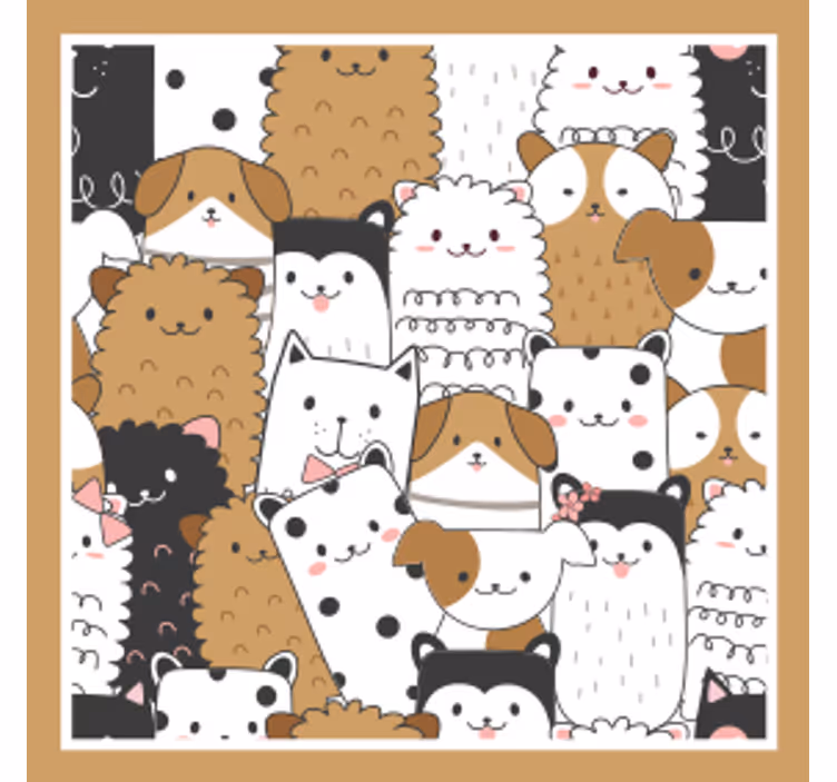 Sous verre geek motif de visages d'animaux mignons - TenStickers