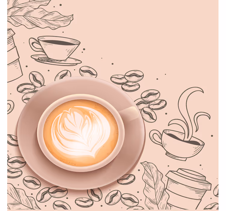 Sous verre moderne art de tasse à café élégant - TenStickers