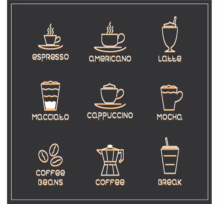 Dessous de verre Incroyables icônes de cafés - TenStickers