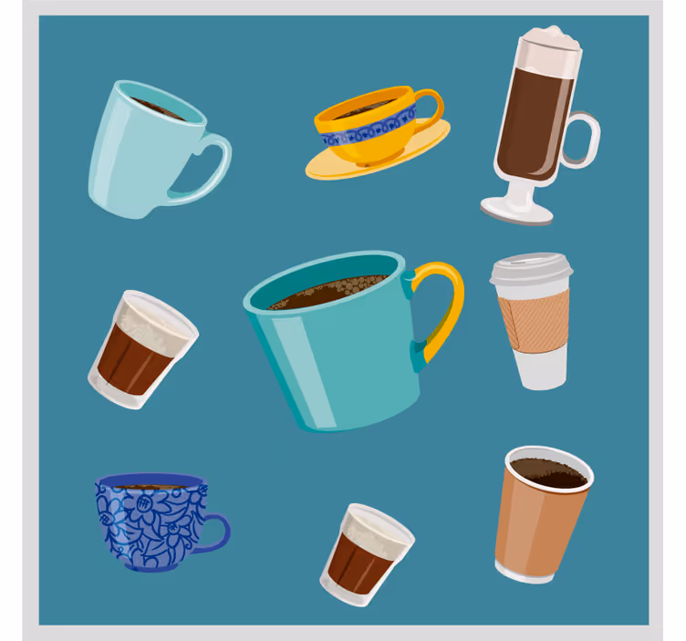 Sous verre moderne assortiment de mugs à café - TenStickers