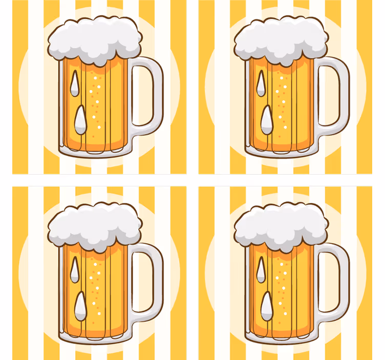 Dessous de verre biere sticker à rayures avec dessin animé - TenStickers