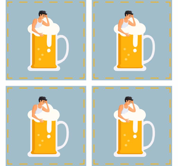 Sous verre bière illustration de mug relaxant - TenStickers