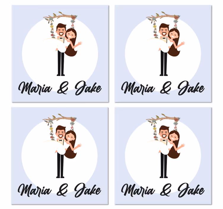 Dessous de verre Prénoms Fiancés sur balançoire - TenStickers