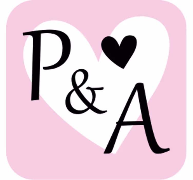Sous verre mariage initiales motif coeur - TenStickers