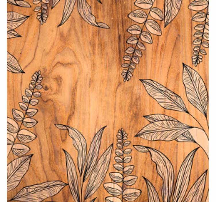 Sous verre grain de bois naturel avec contour floral - TenStickers