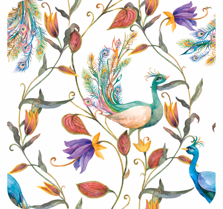 Sous verre geek motif floral paon - TenStickers