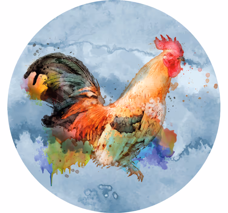 Sous verre geek illustration de coq vibrant - TenStickers