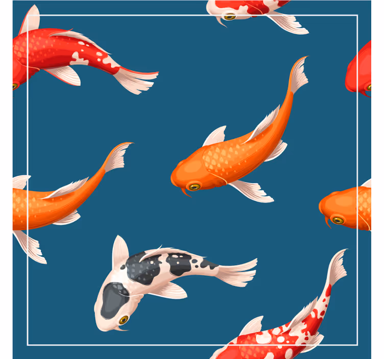 Sous verre moderne motif coloré de carpes koi - TenStickers