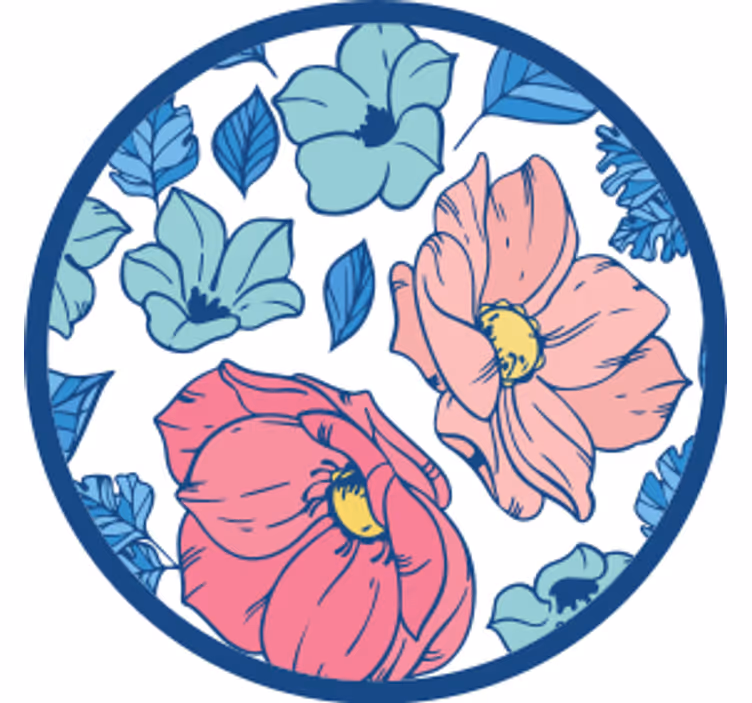 Sous verre moderne cercle à motif floral - TenStickers