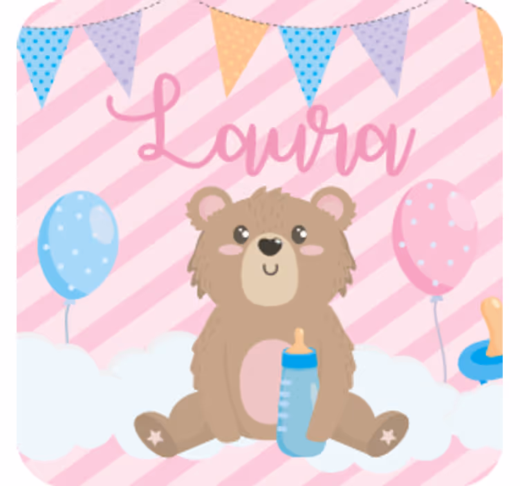 Sous verre personnalisable ourson mignon avec ballons - TenStickers