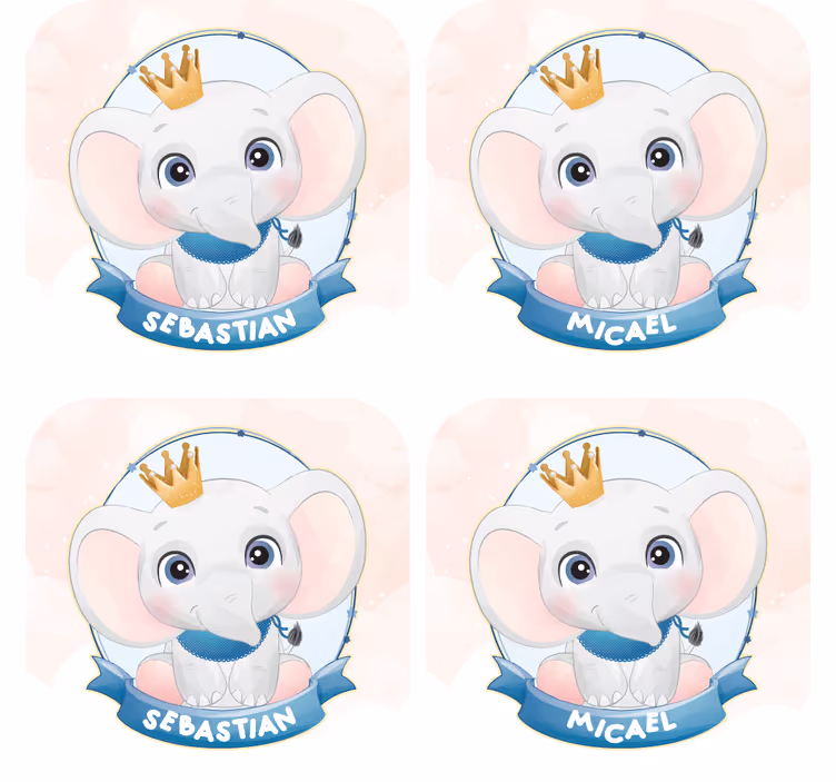Sous verre personnalisable portraits d'éléphants - TenStickers