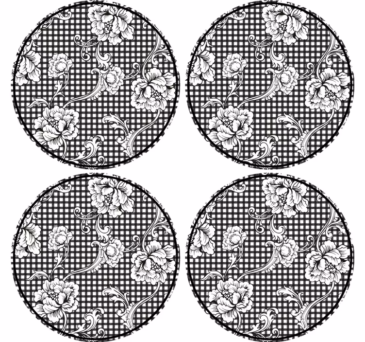 Sous verre motif vichy floral - TenStickers