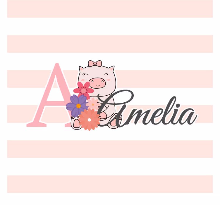 Sous verre personnalisable porcelet amusant avec fleurs - TenStickers