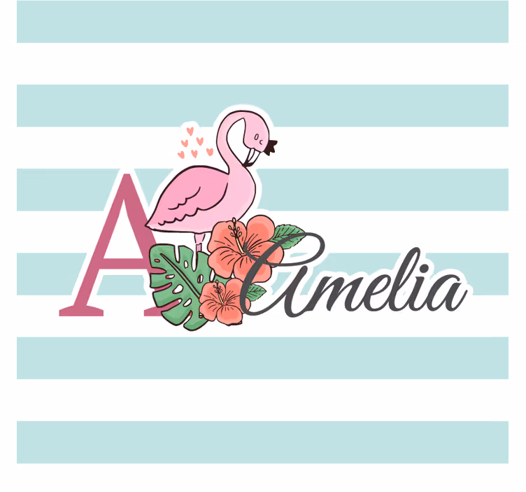 Sous verre personnalisable flamant rose floral - TenStickers