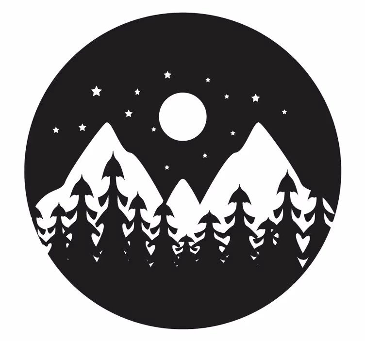 Sous verre paysage nocturne en montagne - TenStickers