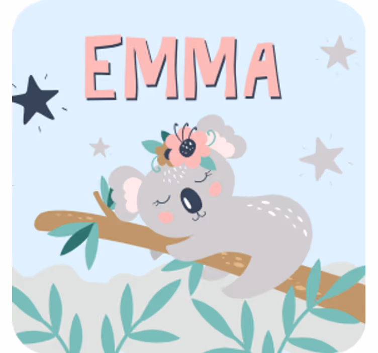 Dessous de verre Koala mignon avec prénom - TenStickers