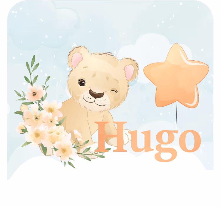 Dessous de verre avec prénom lion mignon - TenStickers